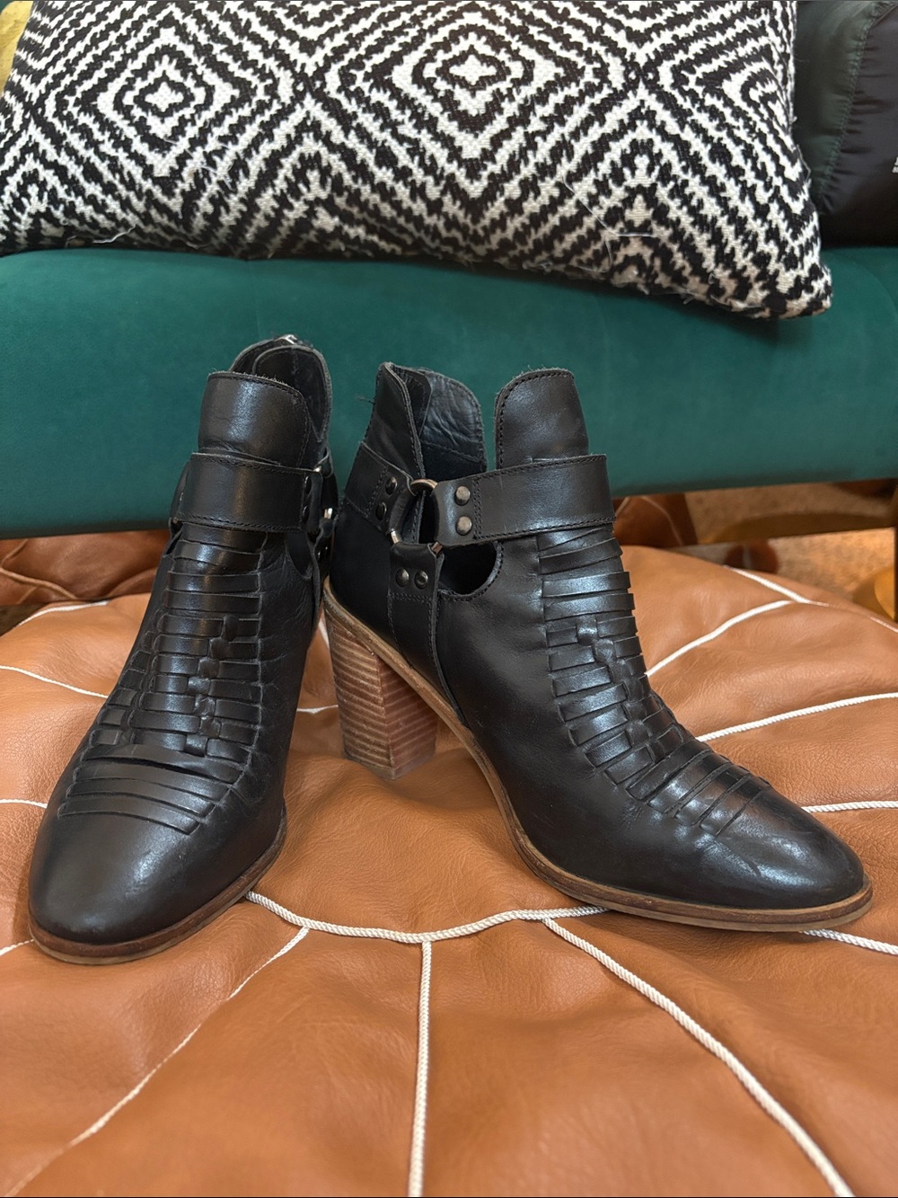 Black Leather Cutout Heeled Ankle Boots - Women ASOS US Size 7, EU Size 38